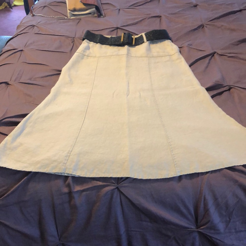 Cream linen long shirt with belt